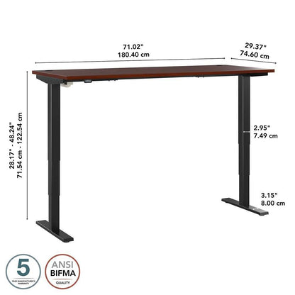 Bush Furniture - Move 40 Series 72W x 30D Electric Height Adjustable Standing Desk in Hansen Cherry with Black Base - M4S7230HCBK veiw 6