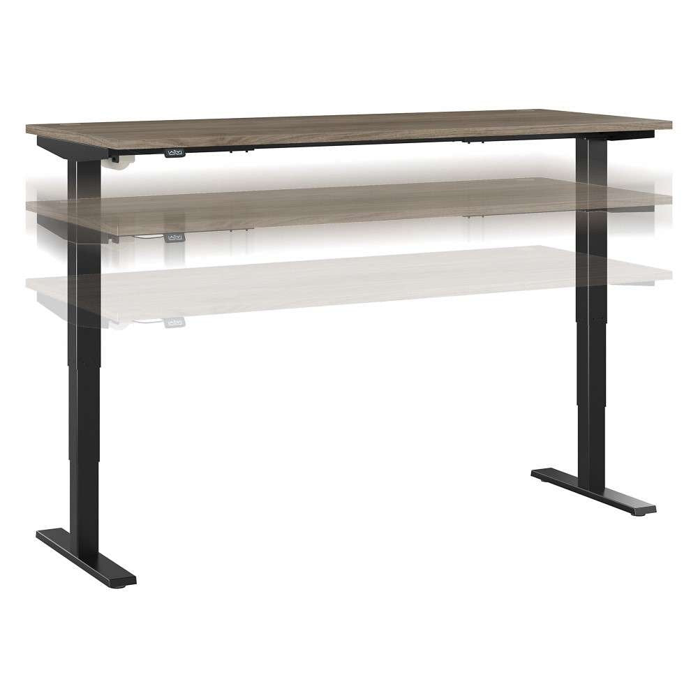 Bush Furniture - Move 40 Series 72W x 30D Electric Height Adjustable Standing Desk in Modern Hickory with Black Base - M4S7230MHBK veiw 1