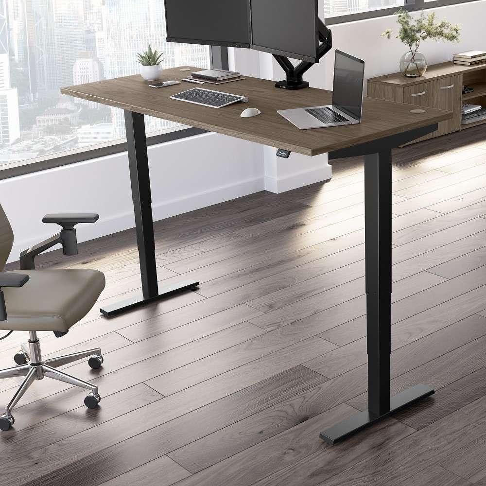Bush Furniture - Move 40 Series 72W x 30D Electric Height Adjustable Standing Desk in Modern Hickory with Black Base - M4S7230MHBK veiw 2