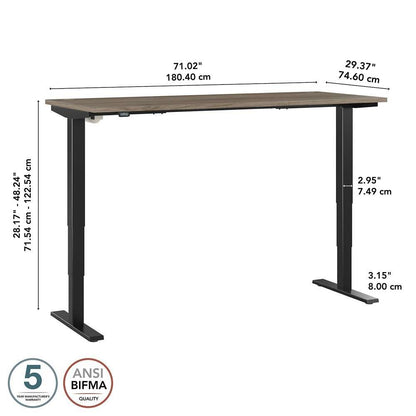 Bush Furniture - Move 40 Series 72W x 30D Electric Height Adjustable Standing Desk in Modern Hickory with Black Base - M4S7230MHBK veiw 6