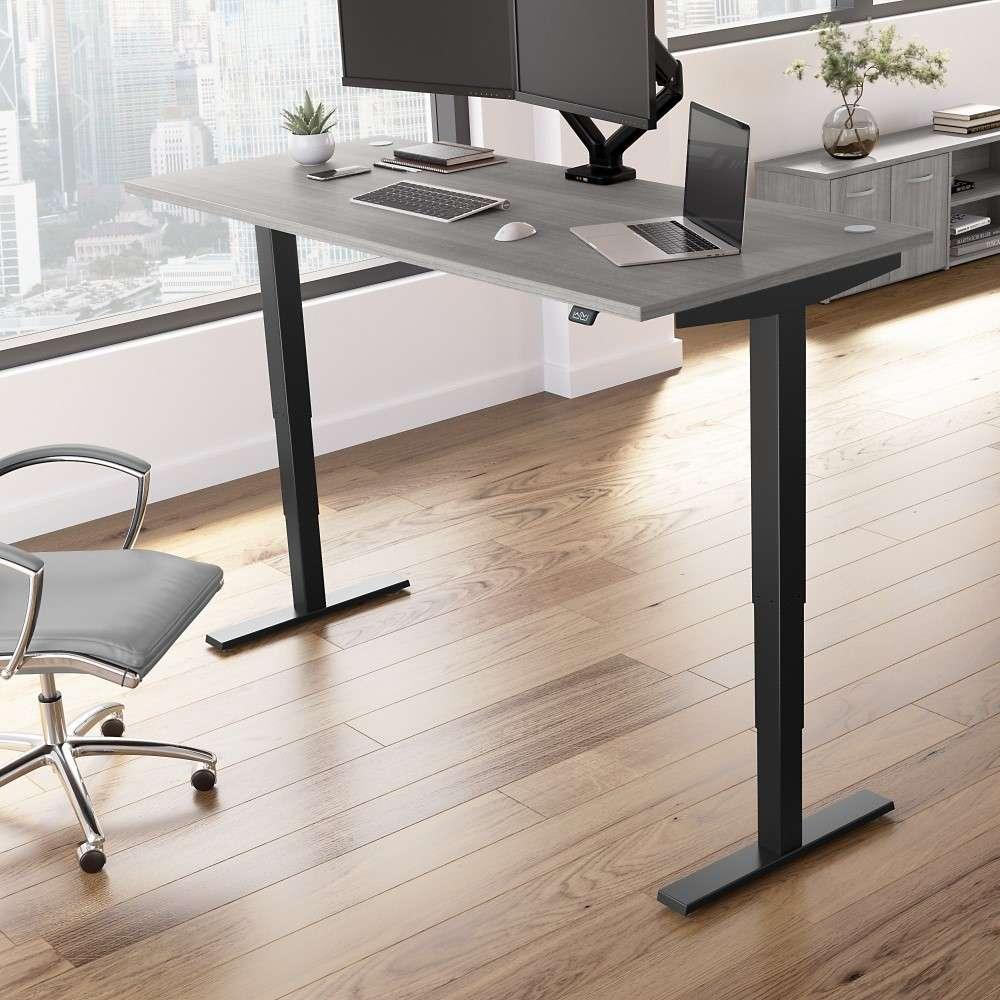 Bush Furniture - Move 40 Series 72W x 30D Electric Height Adjustable Standing Desk in Platinum Gray with Black Base - M4S7230PGBK veiw 2