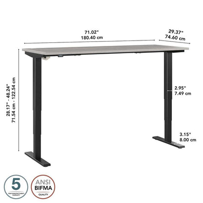 Bush Furniture - Move 40 Series 72W x 30D Electric Height Adjustable Standing Desk in Platinum Gray with Black Base - M4S7230PGBK veiw 6