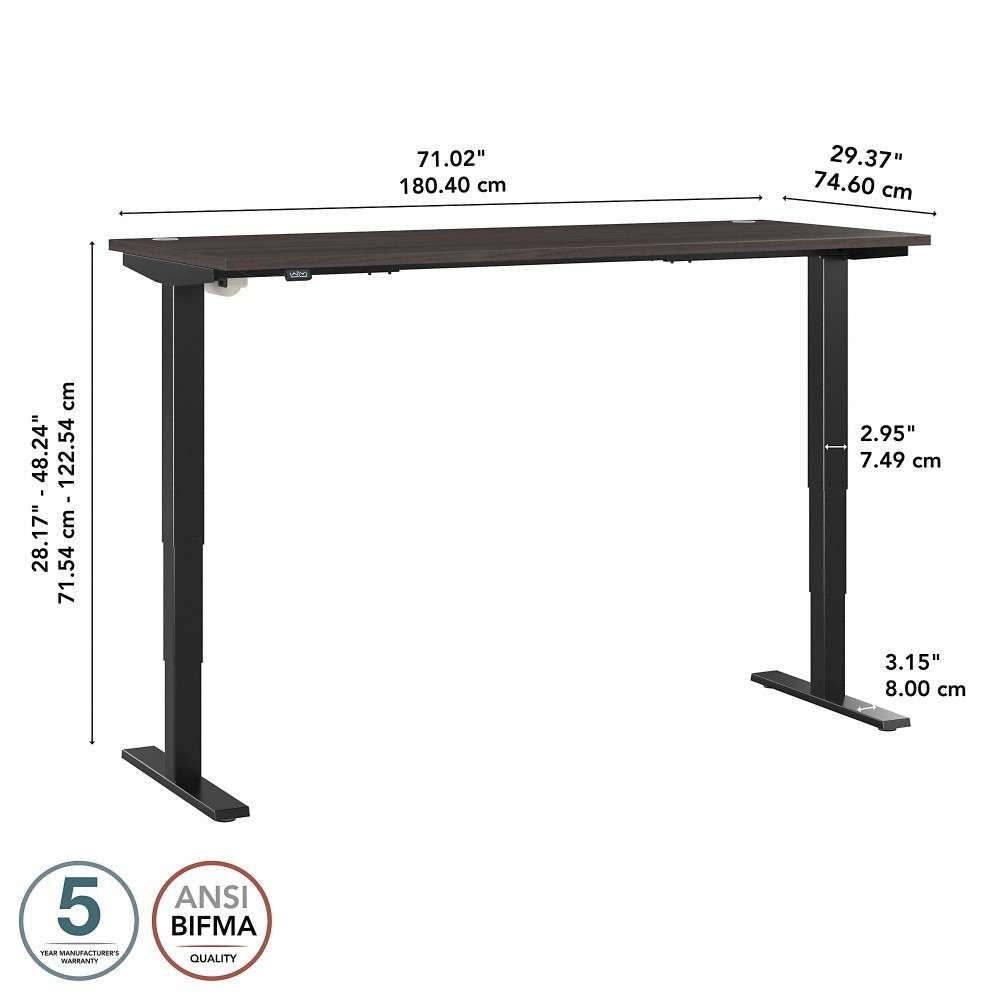 Bush Furniture - Move 40 Series 72W x 30D Electric Height Adjustable Standing Desk in Storm Gray with Black Base - M4S7230SGBK veiw 6
