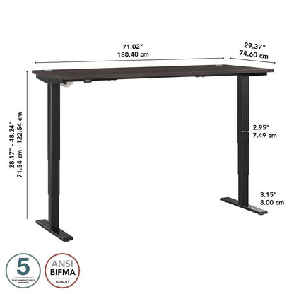 Bush Furniture - Move 40 Series 72W x 30D Electric Height Adjustable Standing Desk in Storm Gray with Black Base - M4S7230SGBK veiw 6