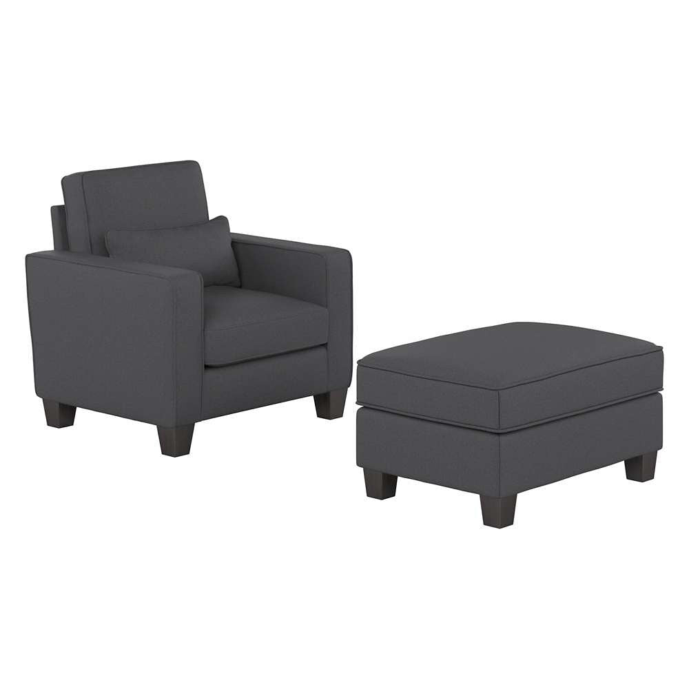 Bush Furniture - Stockton Accent Chair w Ottoman in Charcoal Gray Herringbone Fabric - SKT010CGH veiw 1