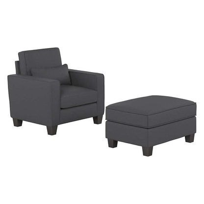 Bush Furniture - Stockton Accent Chair w Ottoman in Charcoal Gray Herringbone Fabric - SKT010CGH veiw 1
