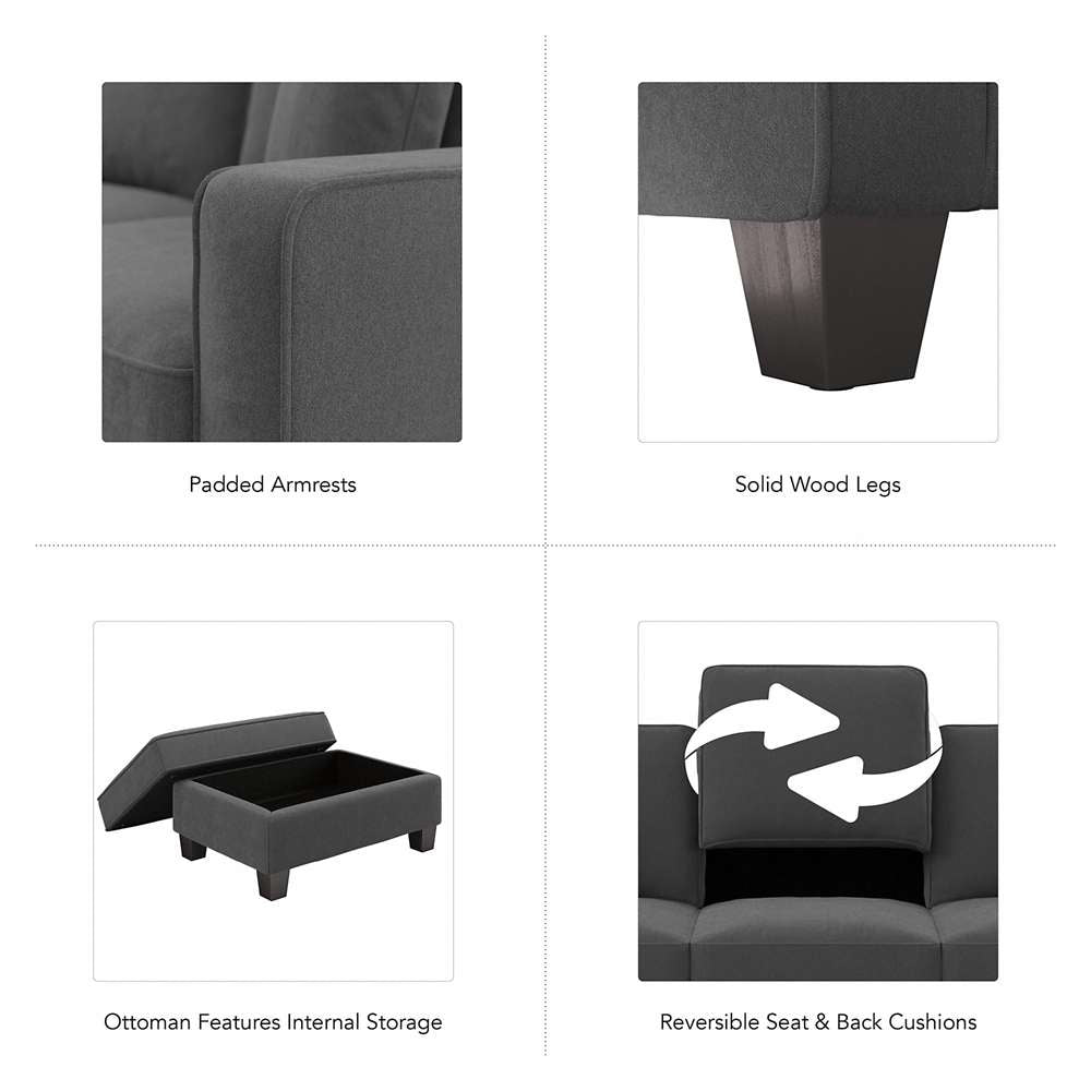 Bush Furniture - Stockton Accent Chair w Ottoman in Charcoal Gray Herringbone Fabric - SKT010CGH veiw 3