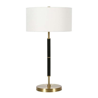 Hudson & Canal - Simone 25in Tall 2-Light Table Lamp with Fabric Shade in Black/Brass/White - TL0322 veiw 1