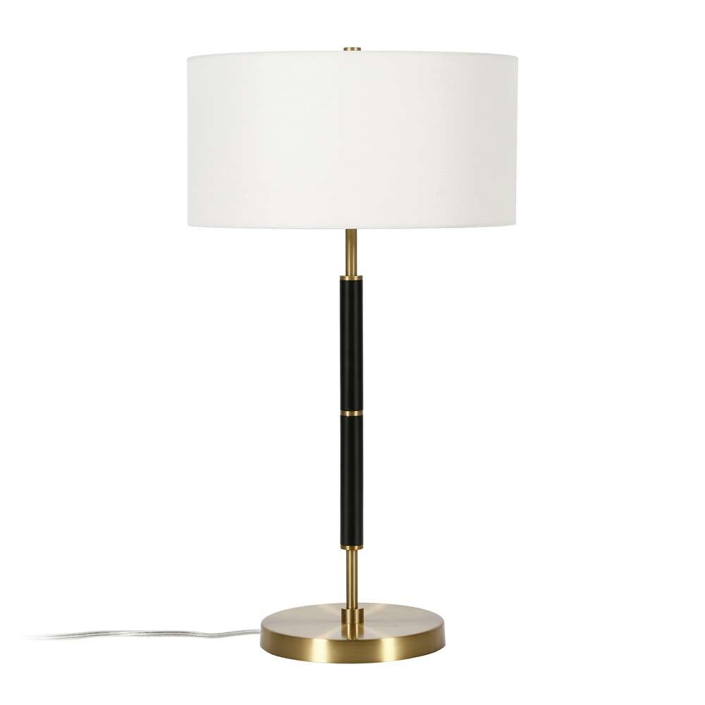 Hudson & Canal - Simone 25in Tall 2-Light Table Lamp with Fabric Shade in Black/Brass/White - TL0322 veiw 3