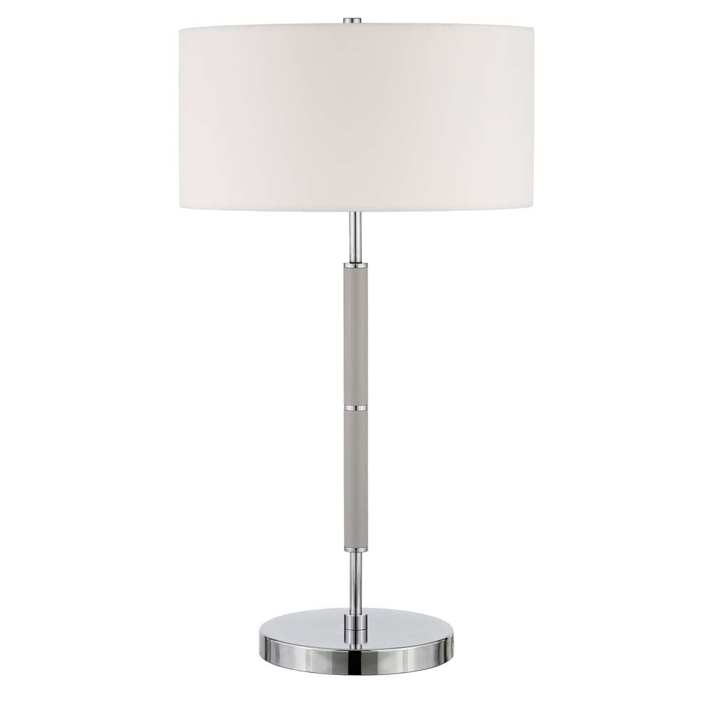 Hudson & Canal - Simone 25in Tall 2-Light Table Lamp with Fabric Shade in Cool Gray/Nickel/White - TL0532 veiw 1