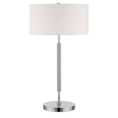 Hudson & Canal - Simone 25in Tall 2-Light Table Lamp with Fabric Shade in Cool Gray/Nickel/White - TL0532 veiw 1