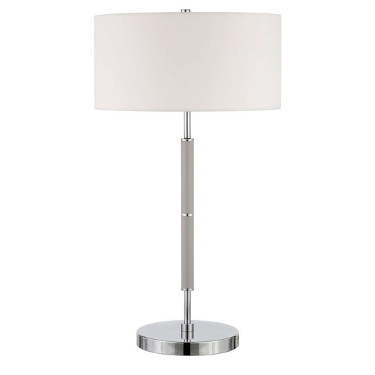 Hudson & Canal - Simone 25in Tall 2-Light Table Lamp with Fabric Shade in Cool Gray/Nickel/White - TL0532 veiw 1