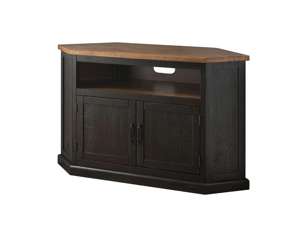 Martin Svensson Home -  Rustic Corner TV Stand, Antique Black and Honey - 90975 veiw 1