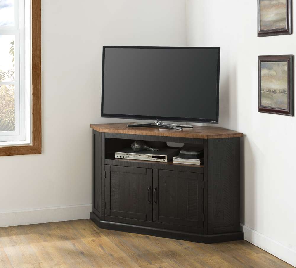 Martin Svensson Home -  Rustic Corner TV Stand, Antique Black and Honey - 90975 veiw 3