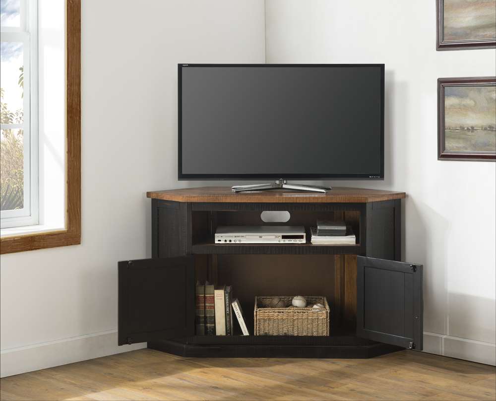 Martin Svensson Home -  Rustic Corner TV Stand, Antique Black and Honey - 90975 veiw 4