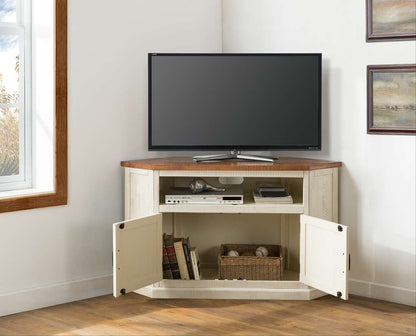 Martin Svensson Home -  Rustic Corner TV Stand, Antique White and Honey - 90976 veiw 2