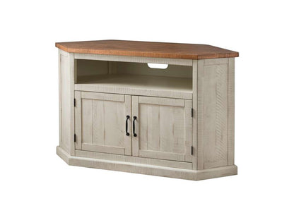 Martin Svensson Home -  Rustic Corner TV Stand, Antique White and Honey - 90976 veiw 3