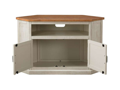 Martin Svensson Home -  Rustic Corner TV Stand, Antique White and Honey - 90976 veiw 6