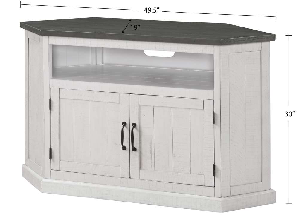 Martin Svensson Home -  Rustic Corner TV Stand, White Stain with Grey Top - 90971 veiw 3