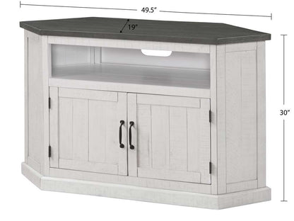 Martin Svensson Home -  Rustic Corner TV Stand, White Stain with Grey Top - 90971 veiw 3