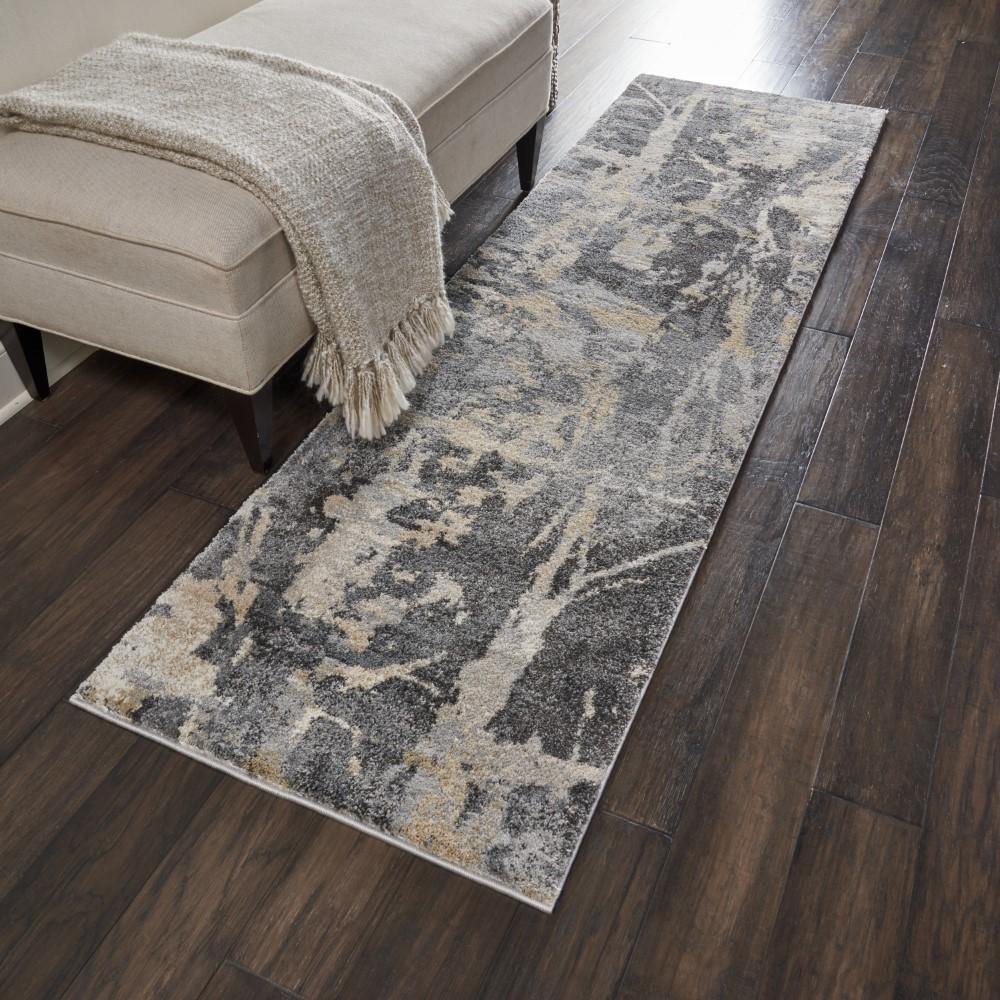 Nourison - Fusion FSS10 Beige and Bone 22in x 76in Plush Shag Hallway Rug - FSS10-99446316493 veiw 2