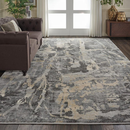Nourison - Fusion FSS10 Beige and Bone 96in x 13 Oversized Plush Shag Rug - FSS10-99446316677 veiw 2