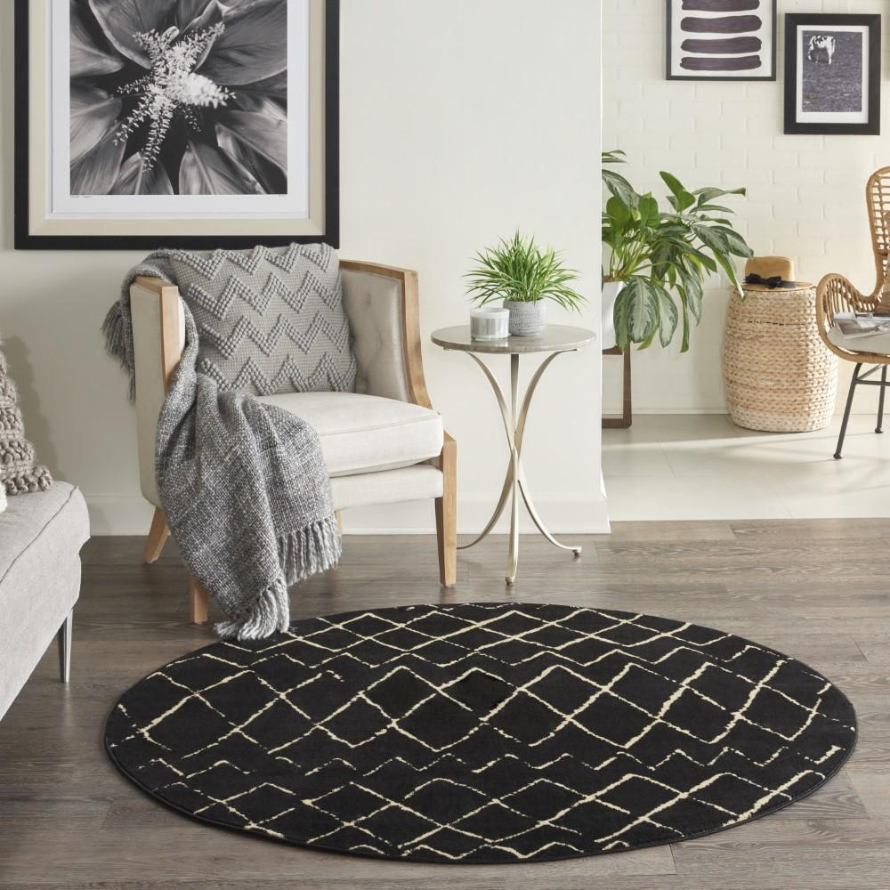 Nourison - Grafix GRF04 Black 53in x Round Area Rug - GRF04-99446809490 veiw 2