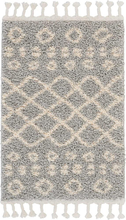 Nourison - Moroccan Shag 22in x 4 Grey Plush Area Rug - MRS02-99446462329_CLOSEOUT veiw 1