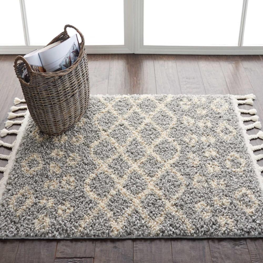Nourison - Moroccan Shag 22in x 4 Grey Plush Area Rug - MRS02-99446462329_CLOSEOUT veiw 2