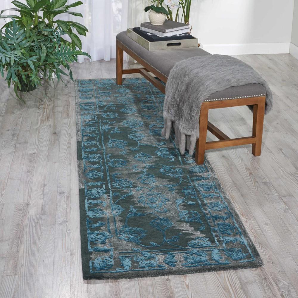 Nourison - Opaline OPA12 Black and Blue 23in x 8 Hallway Rug - OPA12-99446354600_CLOSEOUT veiw 2