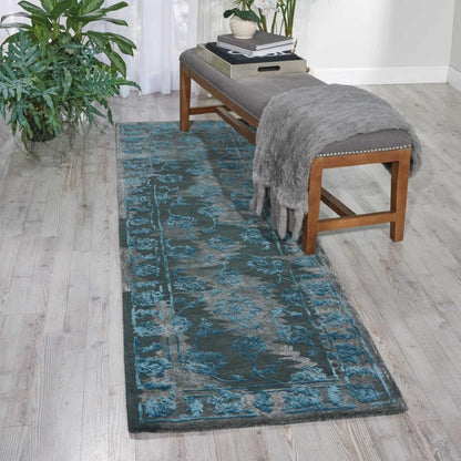 Nourison - Opaline OPA12 Black and Blue 23in x 8 Hallway Rug - OPA12-99446354600_CLOSEOUT veiw 2