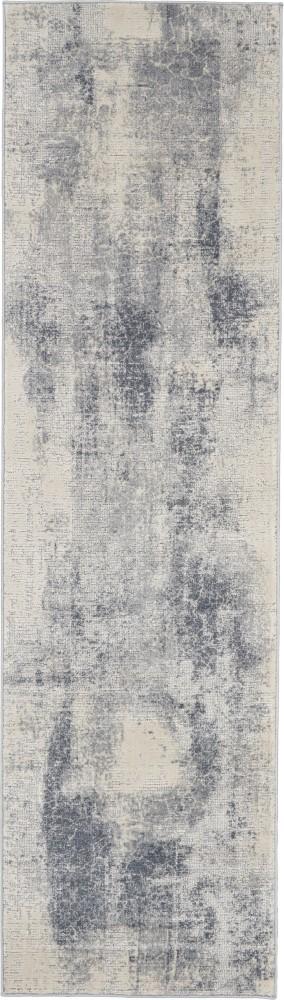 Nourison - Rustic Textures RUS02 Slate Blue and Ivory 22in x 76in Textured Hallway Rug - RUS02-99446476234 veiw 1