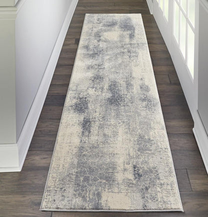 Nourison - Rustic Textures RUS02 Slate Blue and Ivory 22in x 76in Textured Hallway Rug - RUS02-99446476234 veiw 2