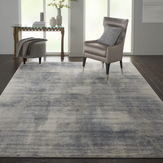 Nourison - Rustic Textures RUS02 Slate Blue and Ivory 93in x 129in Oversized Textured Rug - RUS02-99446476210 veiw 2