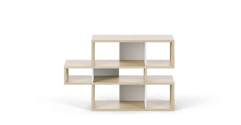 TEMAHOME - London Composition Bookcase in Oak Frame, Pure White Backs - 9500321337 veiw 1