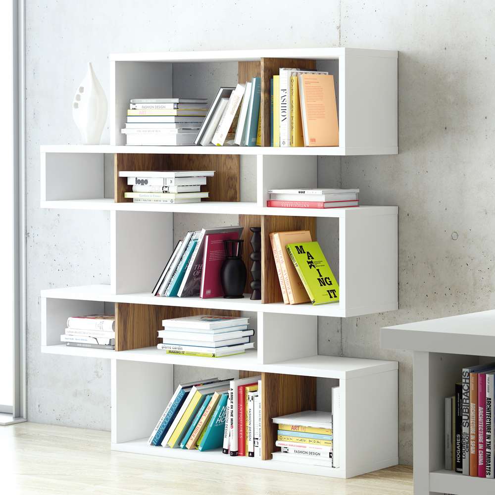 TEMAHOME - London Composition Bookcase in Pure White Frame, Walnut Backs - 9500314919 veiw 3