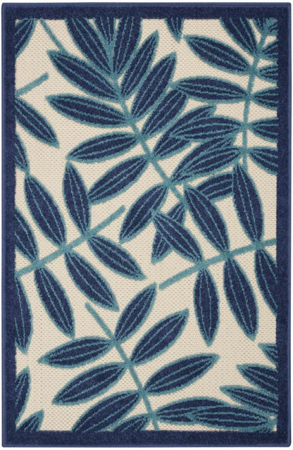 Nourison - Aloha ALH18 Navy Blue and White 2 8in x 4 Indoor-outdoor Area Rug - ALH18-99446816788 veiw 1