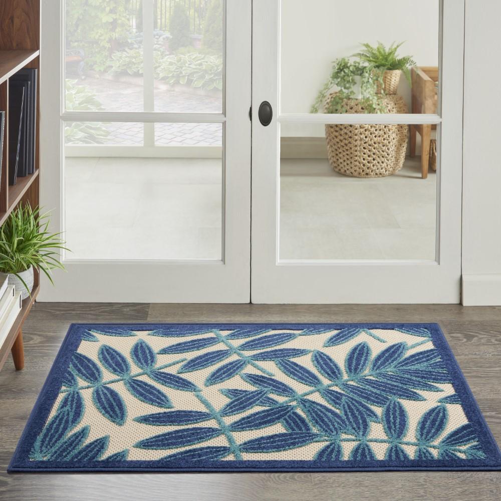Nourison - Aloha ALH18 Navy Blue and White 2 8in x 4 Indoor-outdoor Area Rug - ALH18-99446816788 veiw 2