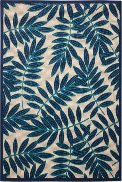 Nourison - Aloha ALH18 Navy Blue and White 53in x 75in Indoor-outdoor Area Rug - ALH18-99446376671 veiw 1