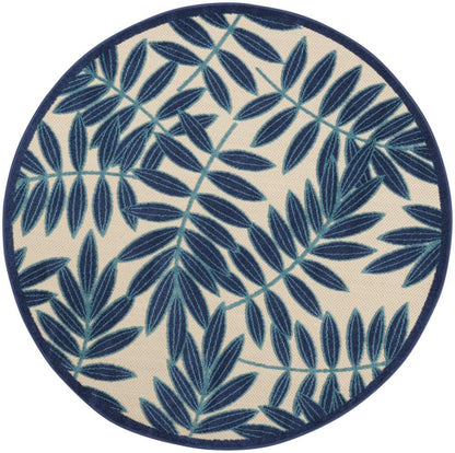 Nourison - Aloha ALH18 Navy Blue and White 5 3in x RND Indoor-outdoor Area Rug - ALH18-99446816801 veiw 1