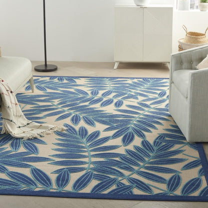 Nourison - Aloha ALH18 Navy Blue and White 6x9 Indoor-outdoor Area Rug - ALH18-99446816818 veiw 2