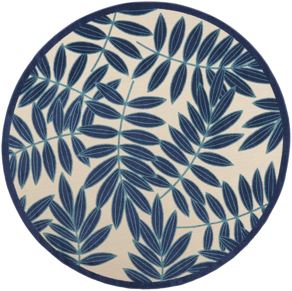 Nourison - Aloha ALH18 Navy Blue and White 7 10in x RND Oversized Indoor-outdoor Rug - ALH18-99446816849 veiw 1