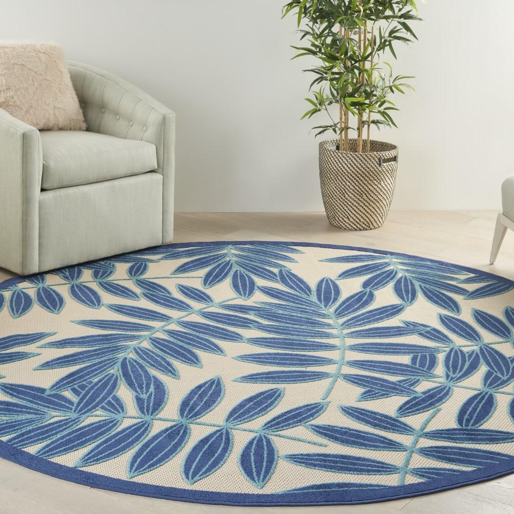 Nourison - Aloha ALH18 Navy Blue and White 7 10in x RND Oversized Indoor-outdoor Rug - ALH18-99446816849 veiw 2