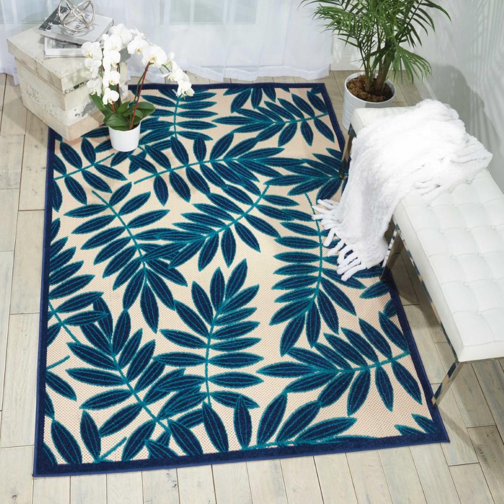 Nourison - Aloha ALH18 Navy Blue and White 710in x 106in Oversized Indoor-outdoor Rug - ALH18-99446376695 veiw 2