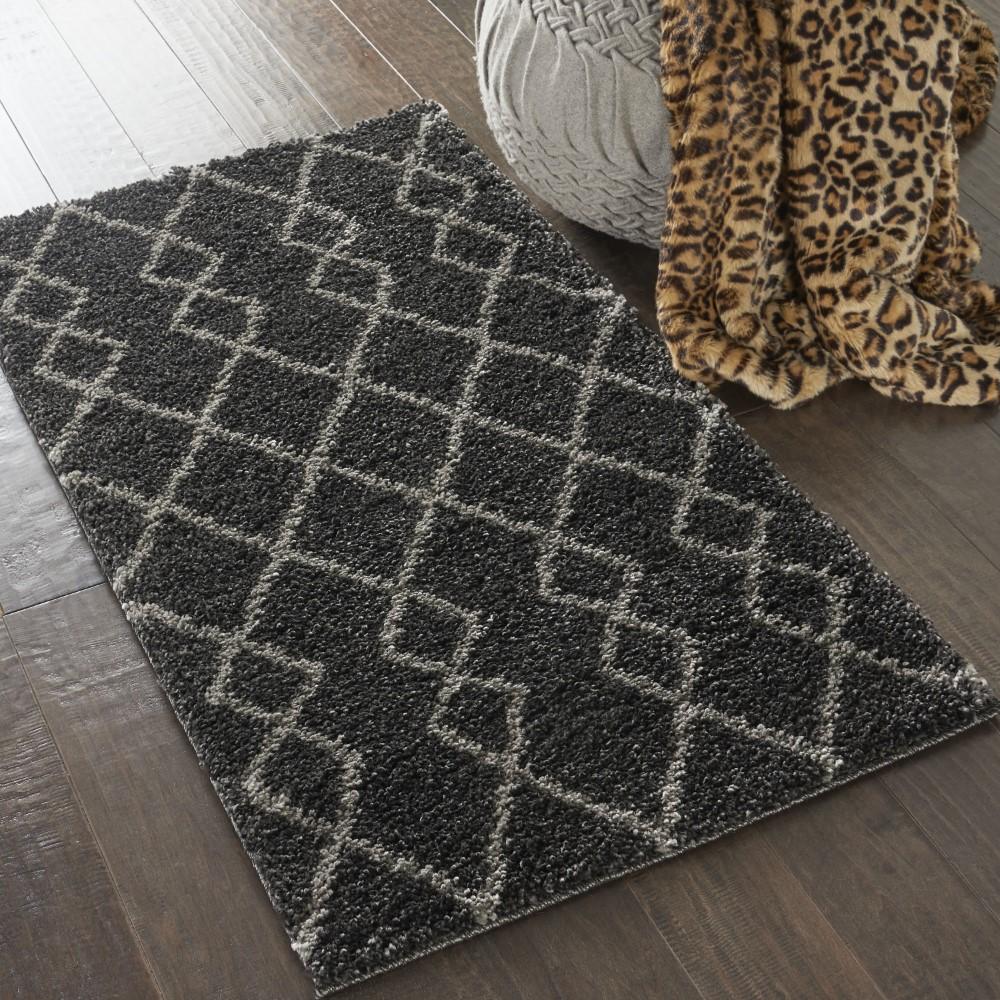 Nourison - Martil 22in x 39in Charcoal Tribal Moroccan Shag Rug - MAT01-99446481825_CLOSEOUT veiw 2