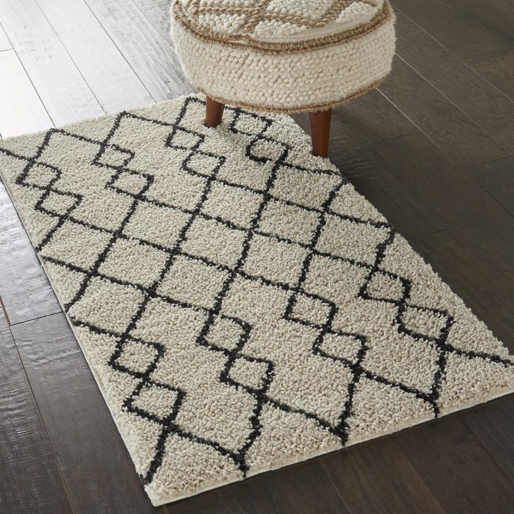 Nourison - Martil 22in x 39in White Tribal Moroccan Shag Rug - MAT01-99446481931_CLOSEOUT veiw 2