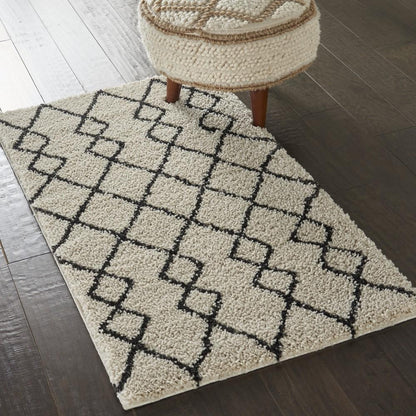 Nourison - Martil 22in x 39in White Tribal Moroccan Shag Rug - MAT01-99446481931_CLOSEOUT veiw 2