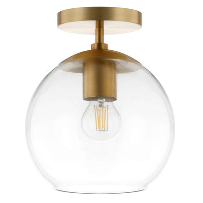 Hudson & Canal - Bartlett 9in Wide Semi Flush Mount with Glass Shade in Brass/Clear - SF0790 veiw 1