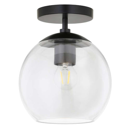 Hudson & Canal - Bartlett 9in Wide Semi Flush Mount with Glass Shade in Matte Black/Clear - SF0787 veiw 1