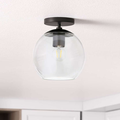 Hudson & Canal - Bartlett 9in Wide Semi Flush Mount with Glass Shade in Matte Black/Clear - SF0787 veiw 2